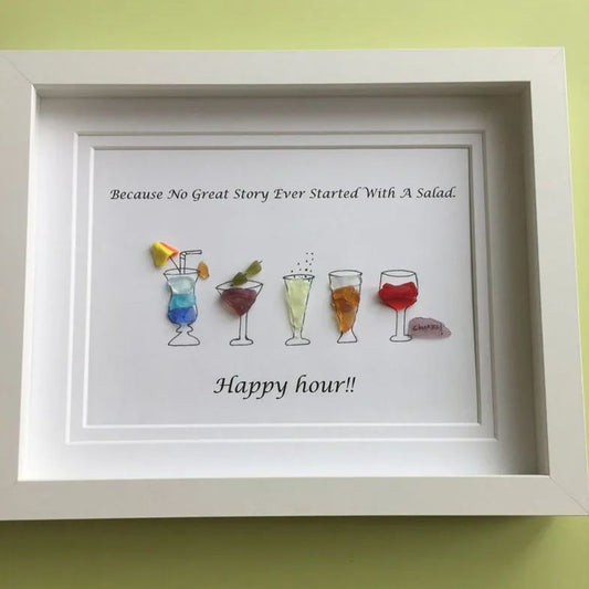 Happy Hour Cocktails Sea Glass Art