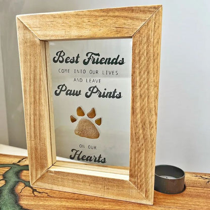Pet Paw Print Sea Glass Art