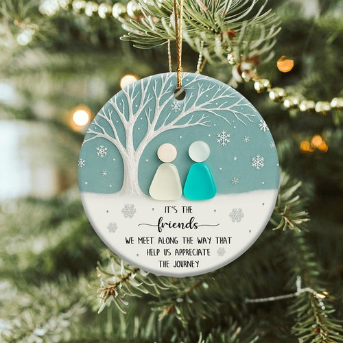 Friends We Meet Along the Way Sea Glass Ornament