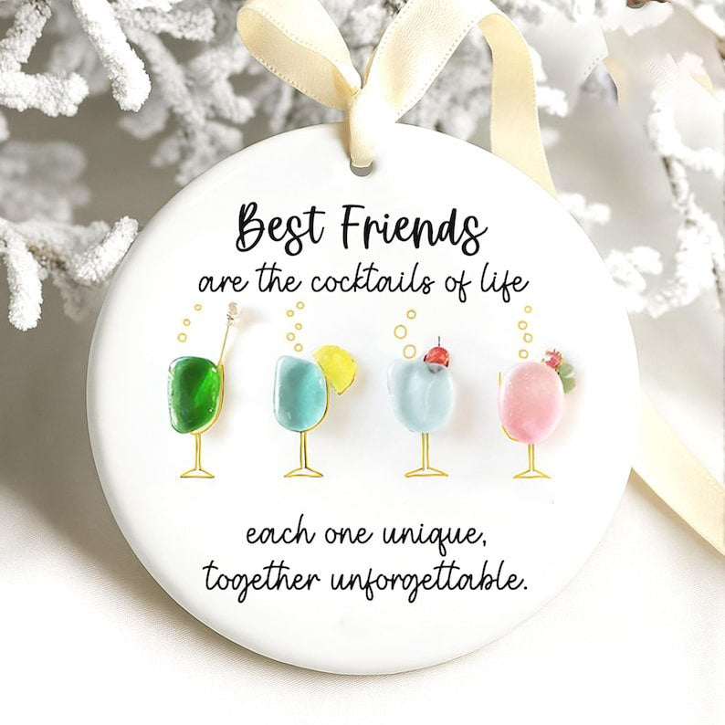 Best Friends Cocktails Sea Glass Friendship Decor