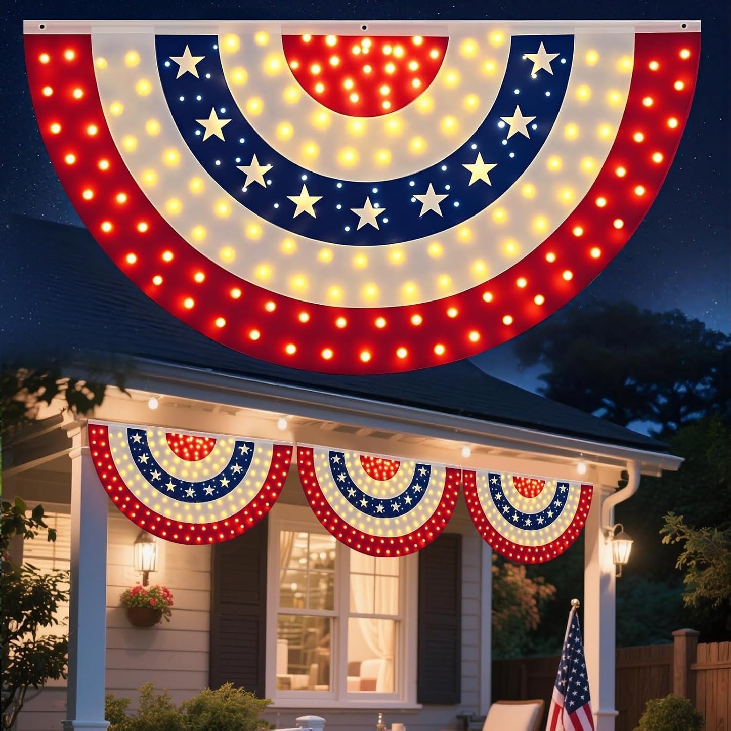 3 x 6 Ft LED Patriotic Bunting Banner for America's 250th