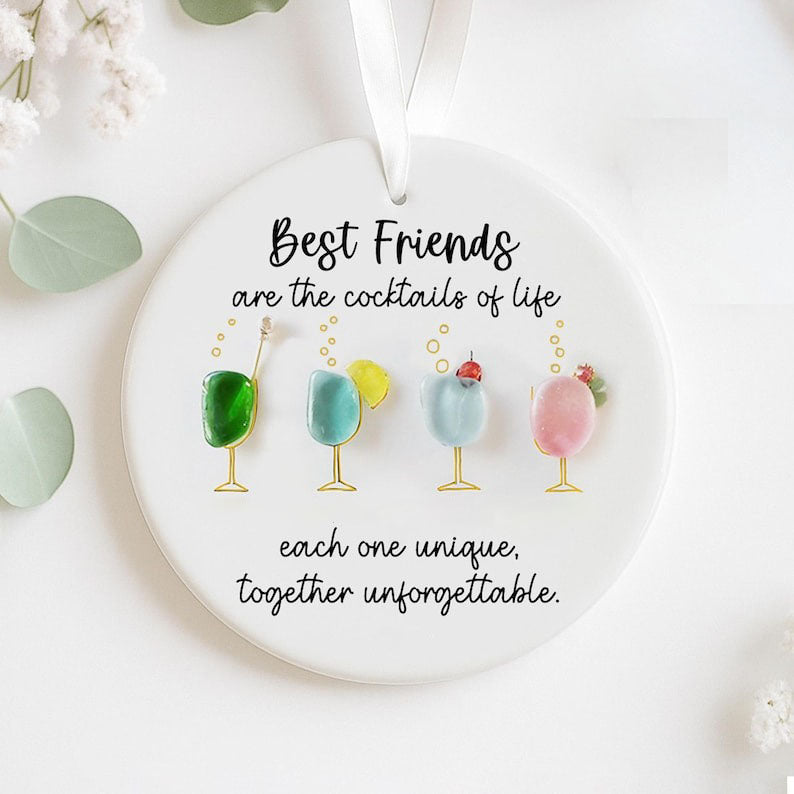 Best Friends Cocktails Sea Glass Friendship Decor