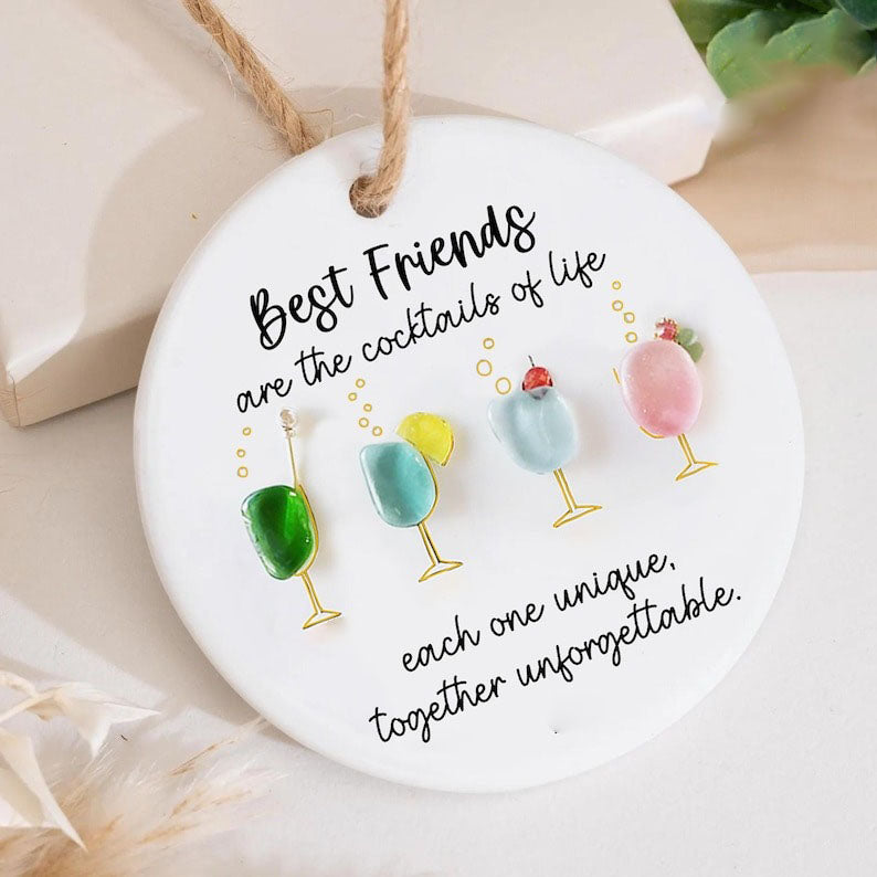 Best Friends Cocktails Sea Glass Friendship Decor