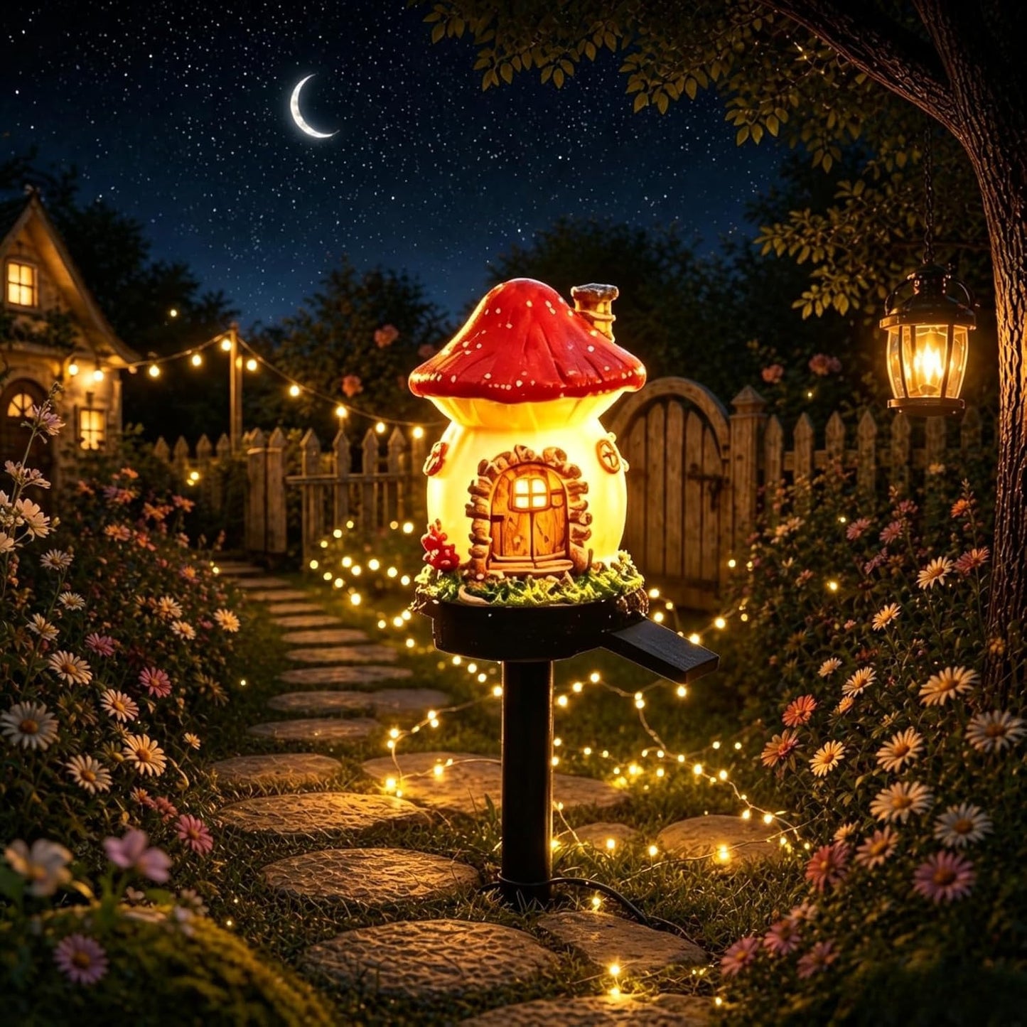 🍄Solar Fairy-Tale Mushroom Cottage Garden Light