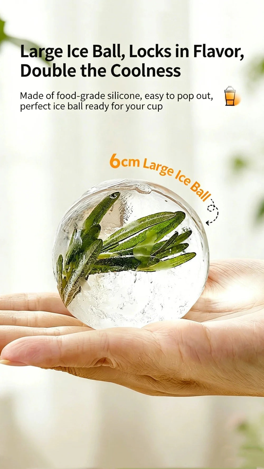 Collapsible Ice Puck Water Cup — Portable Silicone Travel Mug with Built-in Ice Mold