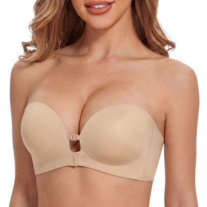 Seamless Strapless Push-Up Bra with Anti-Slip Grip