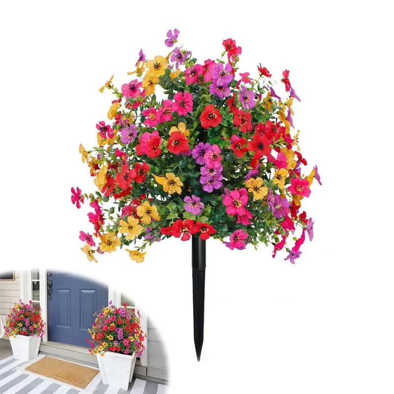 Artificial Topiary Ball Treeswith Flowers and Ground Spikes