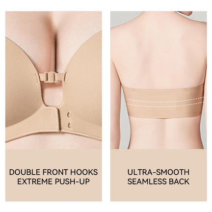 Seamless Strapless Push-Up Bra with Anti-Slip Grip