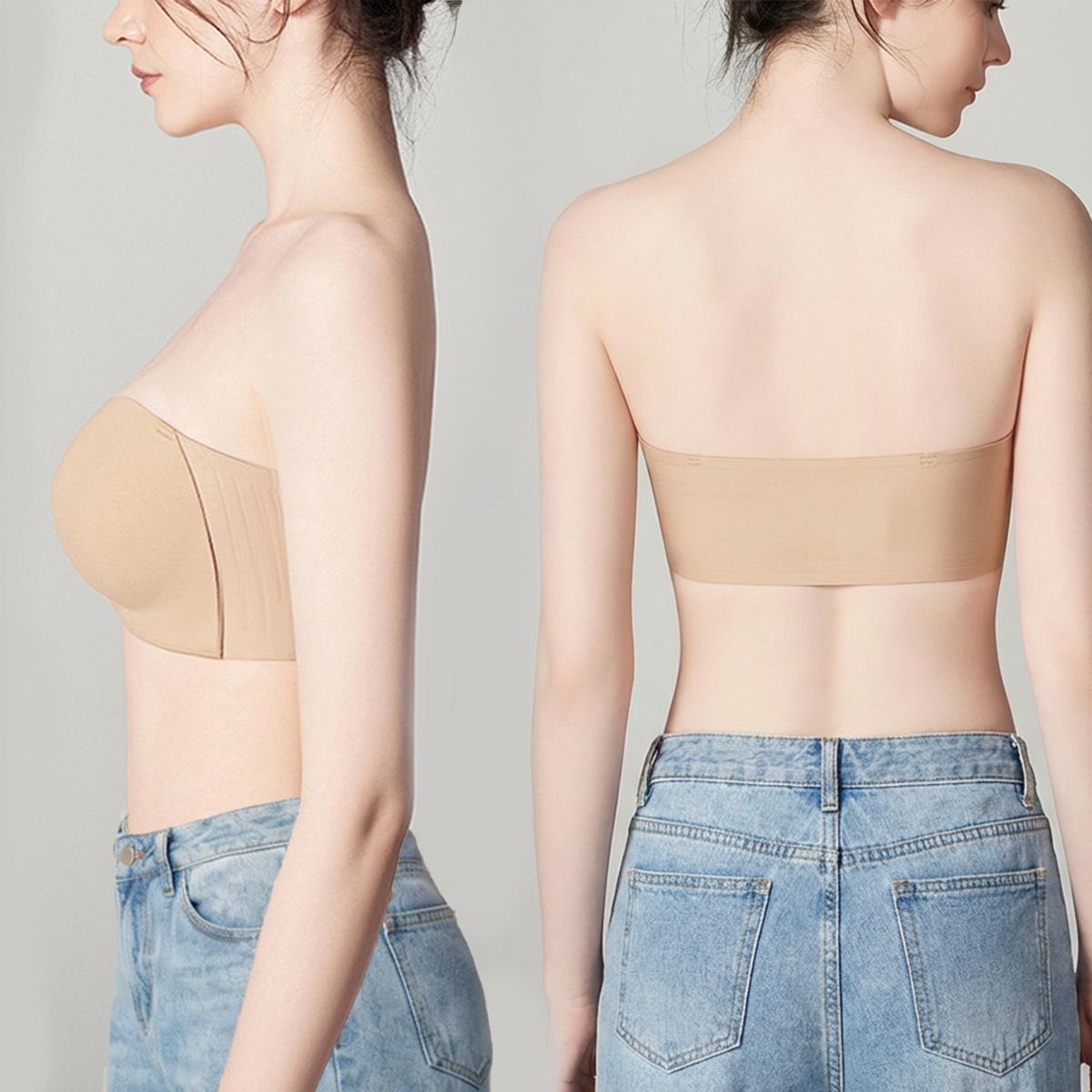 Seamless Strapless Push-Up Bra with Anti-Slip Grip