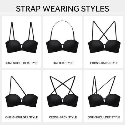 Seamless Strapless Push-Up Bra with Anti-Slip Grip