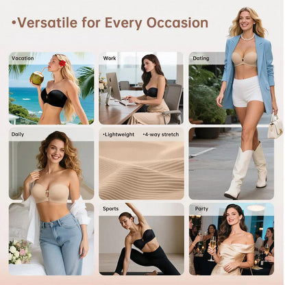 Seamless Strapless Push-Up Bra with Anti-Slip Grip