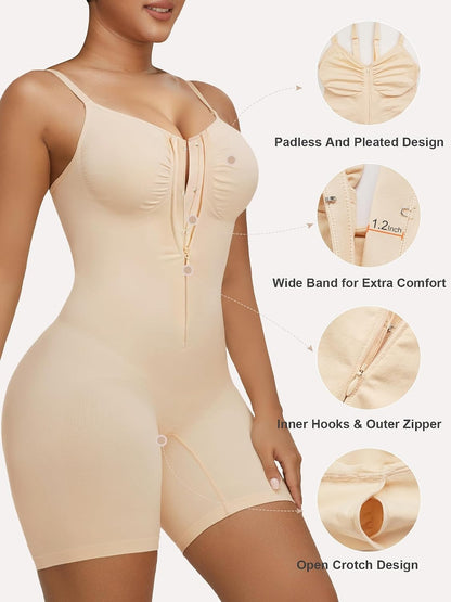 Women's Shapewear Bodysuit Tummy Control Seamless Zip-Up Body Shaper Waist Defining Silhouette