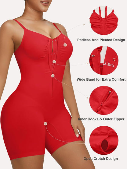 Women's Shapewear Bodysuit Tummy Control Seamless Zip-Up Body Shaper Waist Defining Silhouette