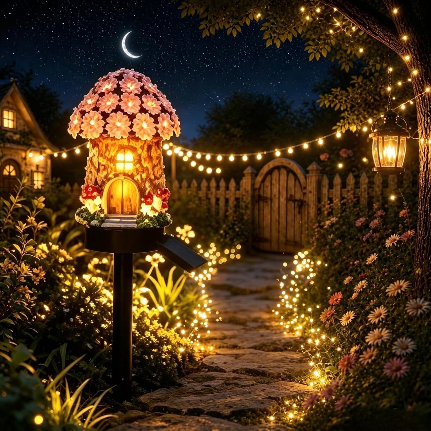 🍄Solar Fairy-Tale Mushroom Cottage Garden Light