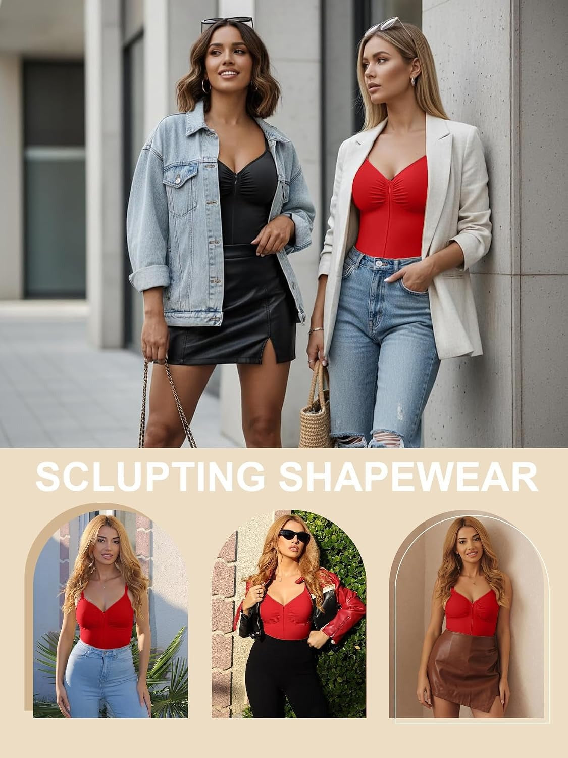 Women's Shapewear Bodysuit Tummy Control Seamless Zip-Up Body Shaper Waist Defining Silhouette