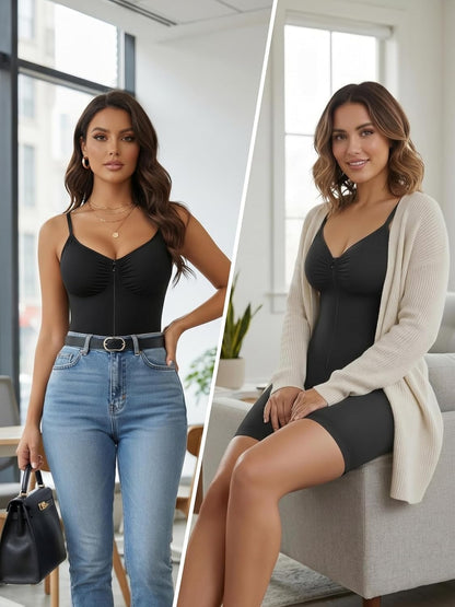 Women's Shapewear Bodysuit Tummy Control Seamless Zip-Up Body Shaper Waist Defining Silhouette