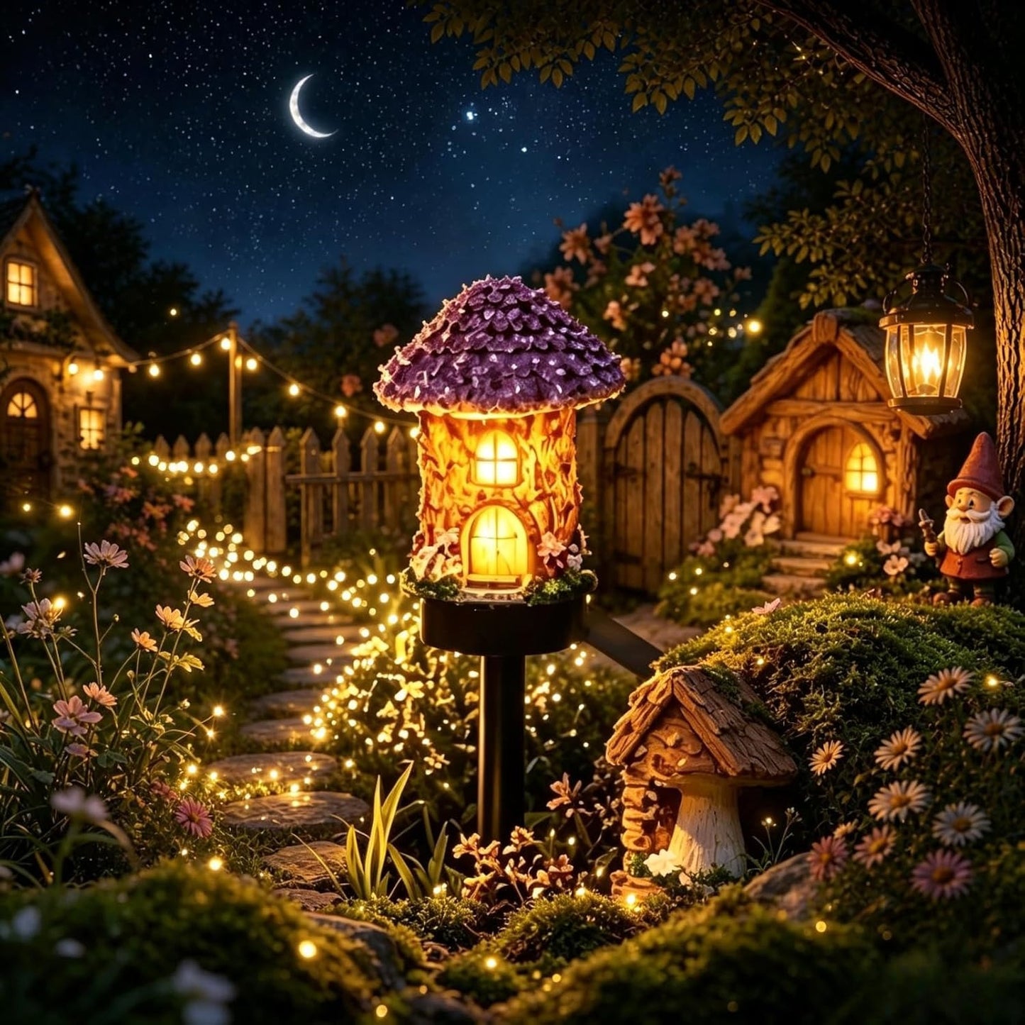 🍄Solar Fairy-Tale Mushroom Cottage Garden Light
