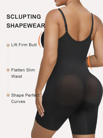 Women's Shapewear Bodysuit Tummy Control Seamless Zip-Up Body Shaper Waist Defining Silhouette