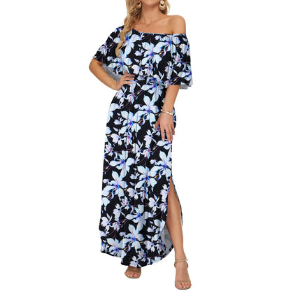 Women's Plus Size Off-Shoulder Maxi Dress with Pockets