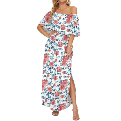 Women's Plus Size Off-Shoulder Maxi Dress with Pockets