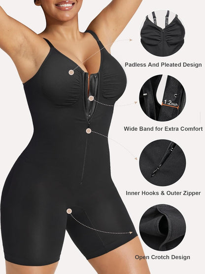 Women's Shapewear Bodysuit Tummy Control Seamless Zip-Up Body Shaper Waist Defining Silhouette