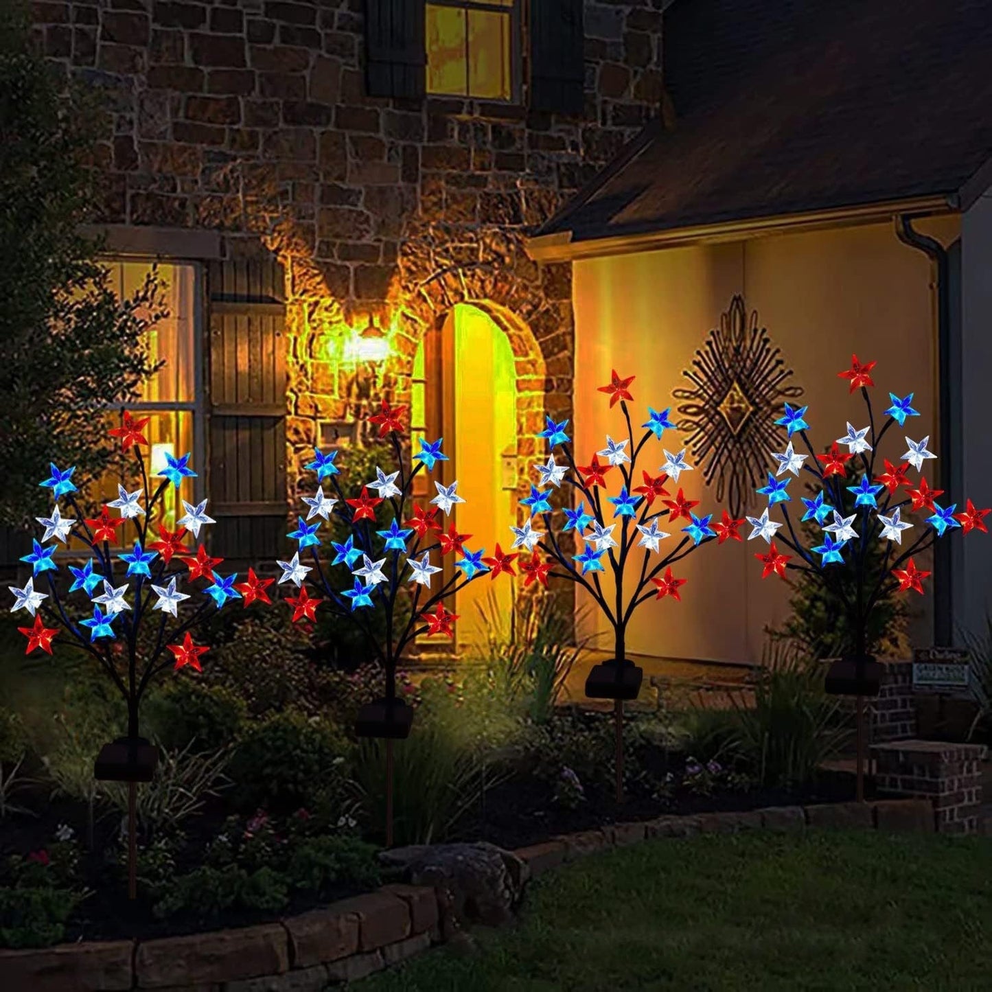 Patriotic Outdoor Waterproof Solar for 4th of July Independence Day 250th Anniversary Memorial Day