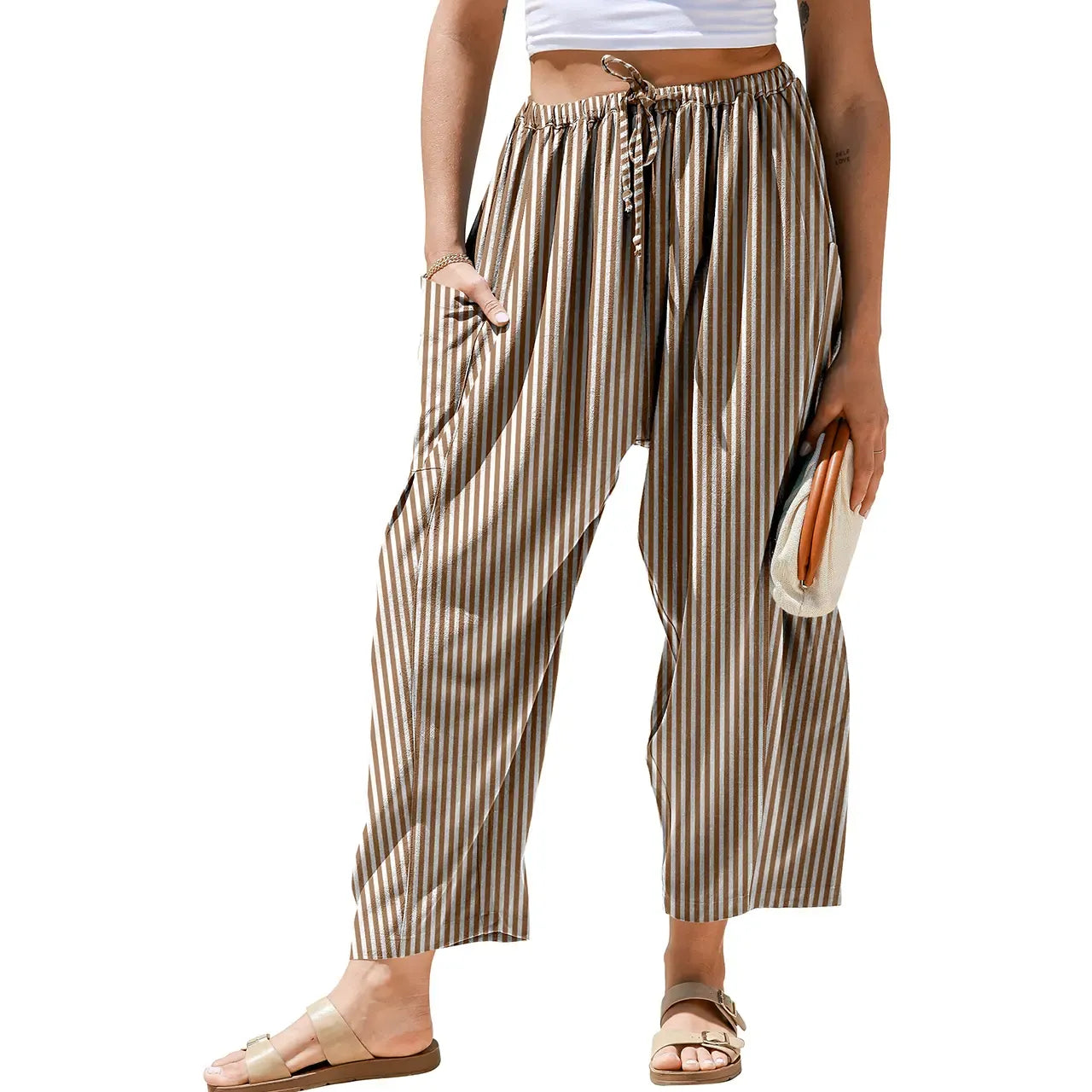 Gingham Plaid Wide-Leg Palazzo Pants
