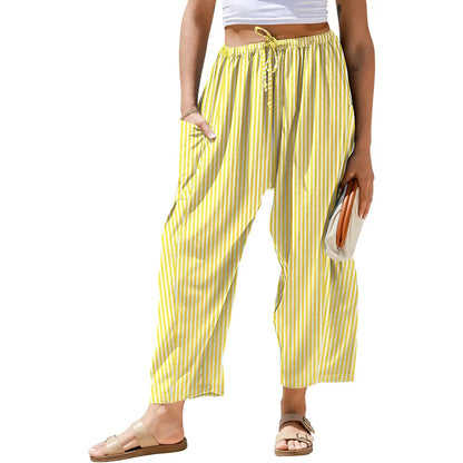 Gingham Plaid Wide-Leg Palazzo Pants