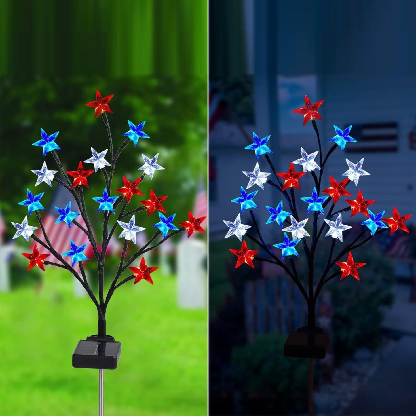 Patriotic Outdoor Waterproof Solar for 4th of July Independence Day 250th Anniversary Memorial Day