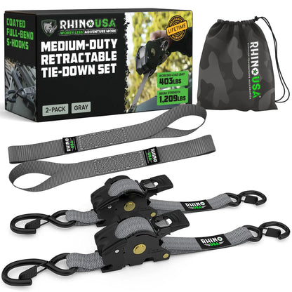 Automatic Retractable Ratchet Straps (4-Pack) — 1" x 10' Heavy Duty Tie-Downs (1,209 lbs Break Strength)