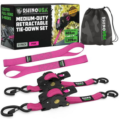 Automatic Retractable Ratchet Straps (4-Pack) — 1" x 10' Heavy Duty Tie-Downs (1,209 lbs Break Strength)