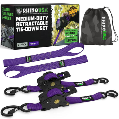 Automatic Retractable Ratchet Straps (4-Pack) — 1" x 10' Heavy Duty Tie-Downs (1,209 lbs Break Strength)