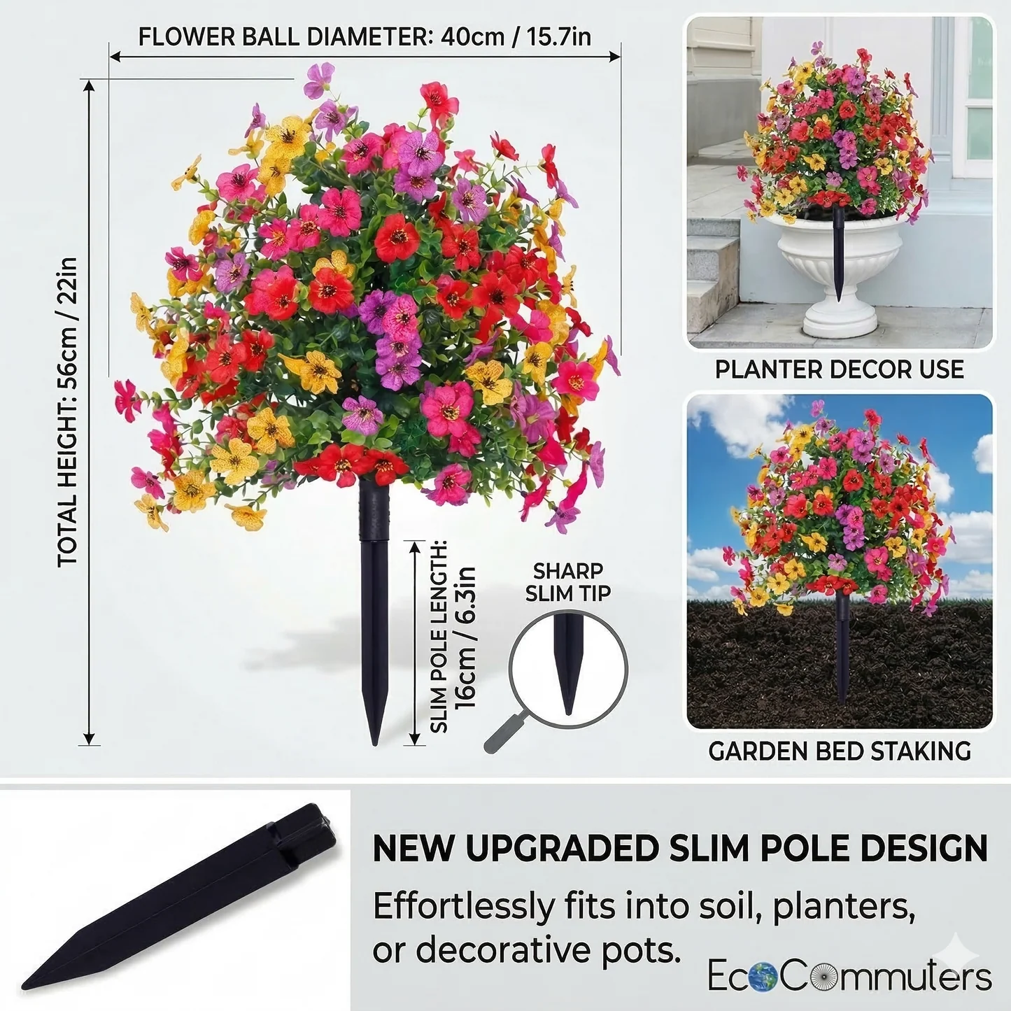 Artificial Topiary Ball Treeswith Flowers and Ground Spikes
