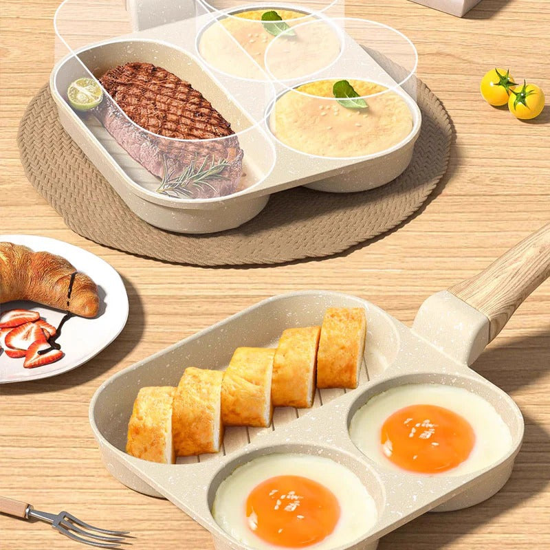 3-in-1 Breakfast Frying Pan – Non-Stick, Even Heat Distribution & Time-Saving Design