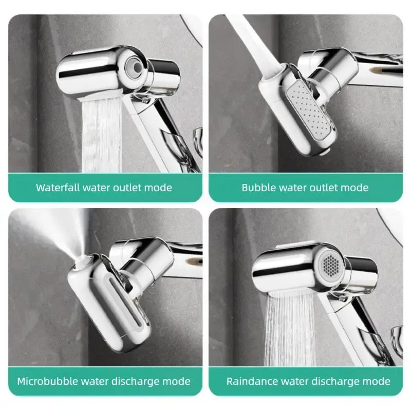 4-Mode Multifunctional Swivel Brass Faucet (with Articulated Arm)