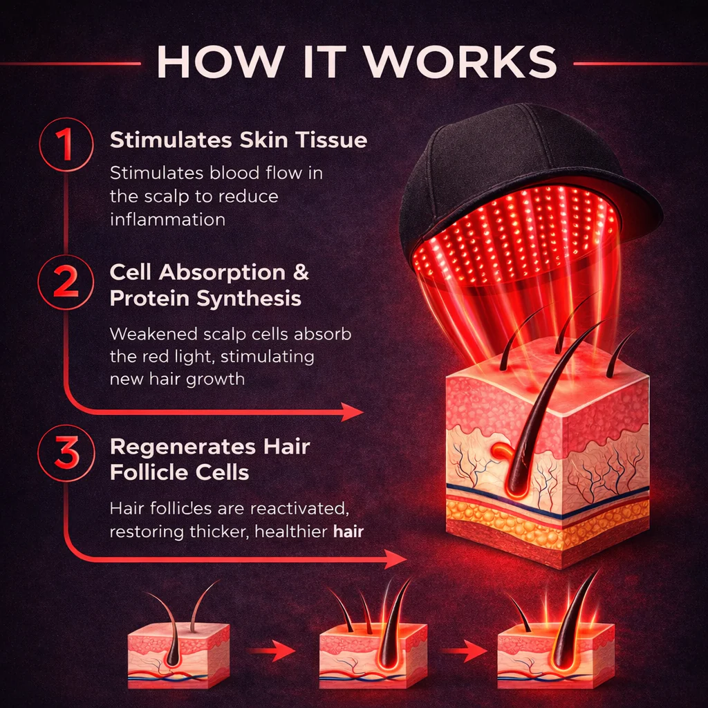 Red Light Therapy Cap 660nm & 850nm for Scalp & Hair Support